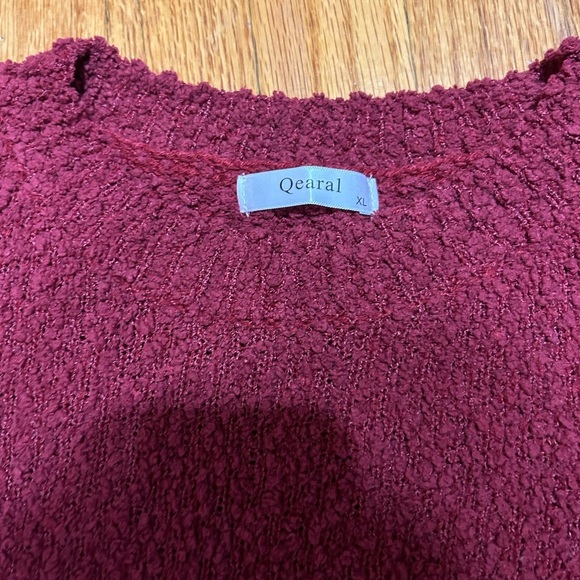 Qearal Long Sleeve Fuzzy Knitted Sweater Popcorn Side Split Loose Pullover XL - Picture 8 of 9